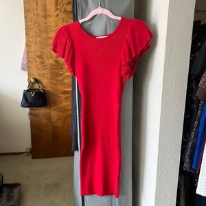 Sweater dress, Red color ,ribbed